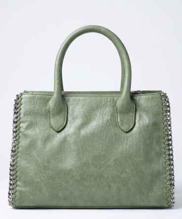 Pastel Mint Chain-Trimmed Tote Bag