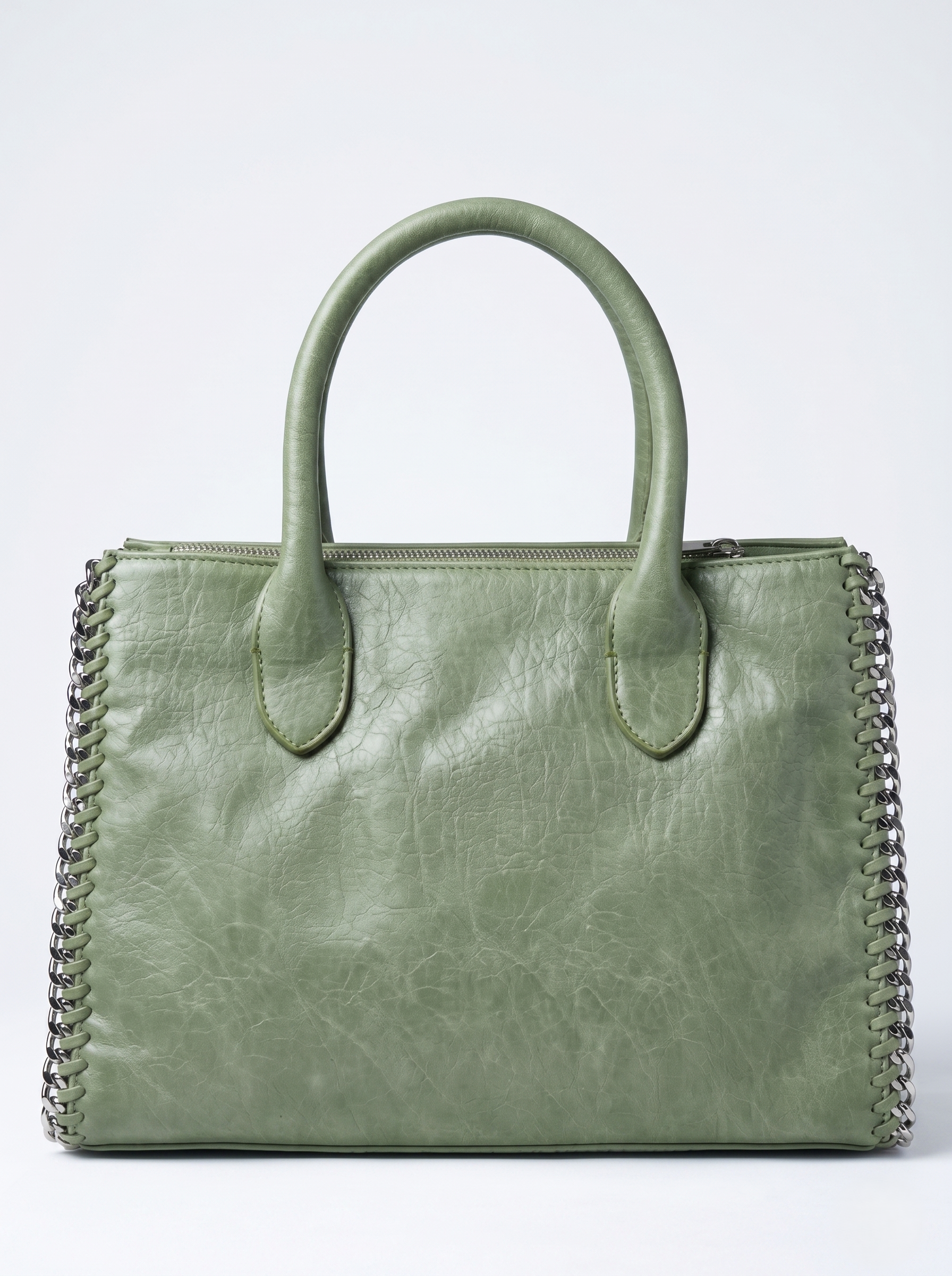Pastel Mint Chain-Trimmed Tote Bag