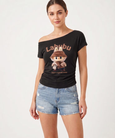 Korean Cute Labubu Graphic Top