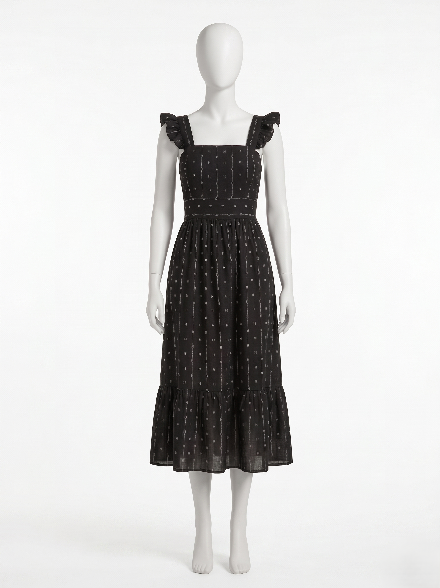 mocked Fit & Flare Black Dress