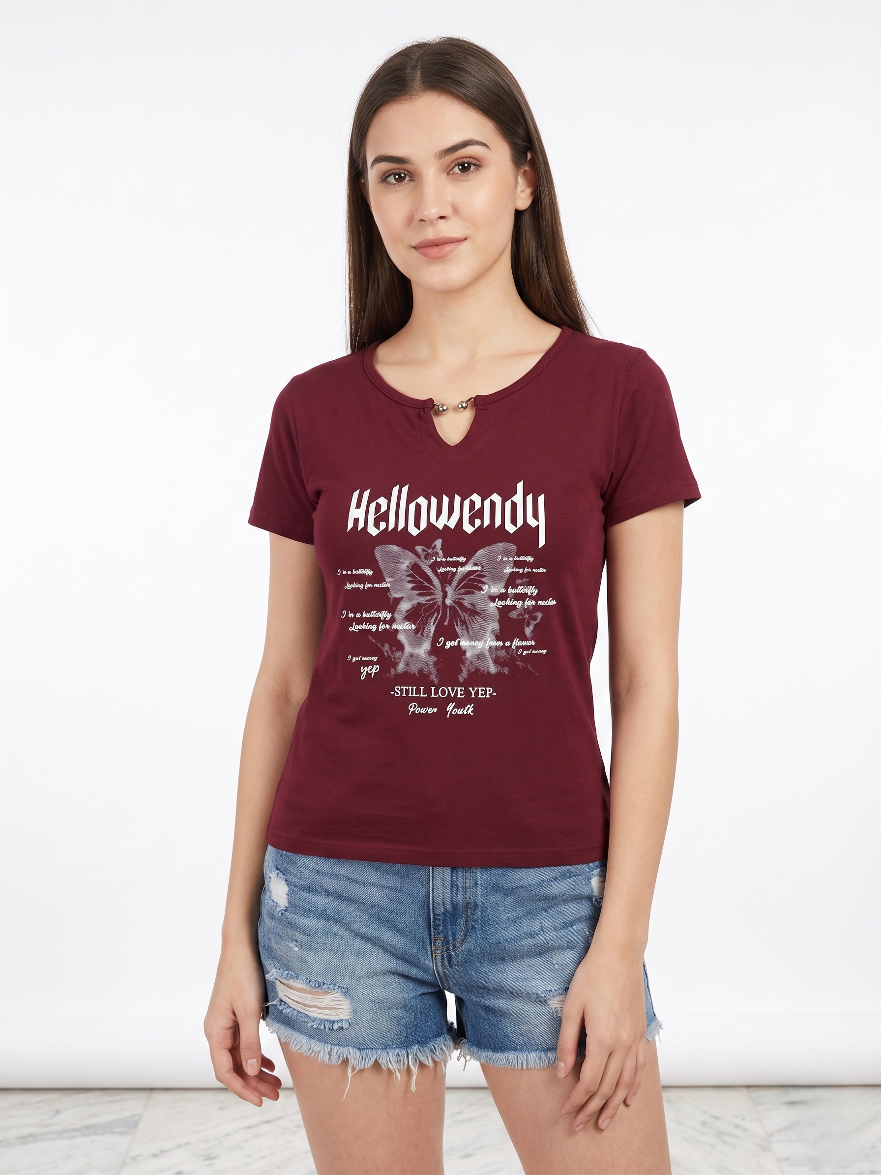Korean Butterfly Print Grunge Tee - Image 2