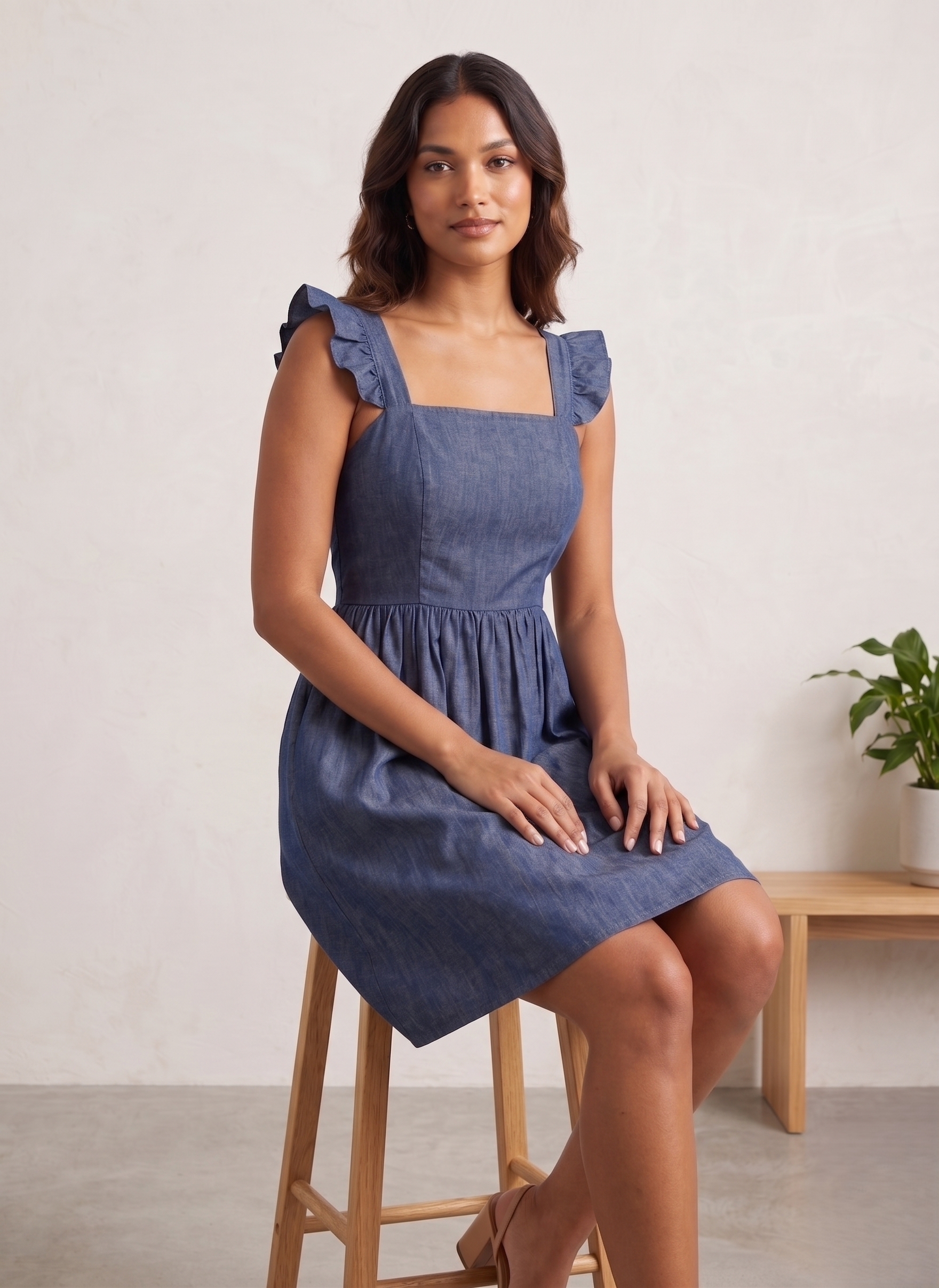 Reffle Shoulder Mini-dress - Image 4
