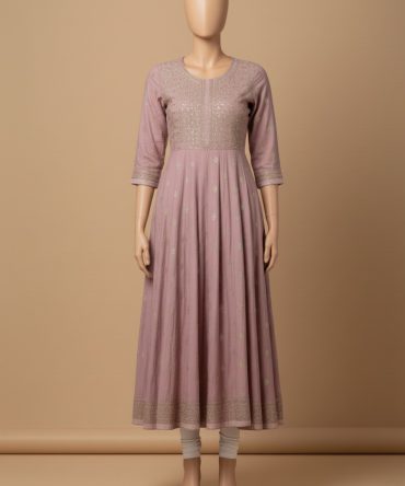 Muted Pink Festive Fit & Flare Kurti