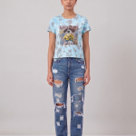 Korean Cartoon Print Tie Day Crop Top