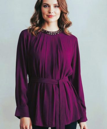 Pleated High-neck Top