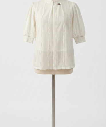 Lace & Ruffle Puff-sleeve Top