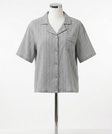 Short -Sleve Striped Casual Shirt