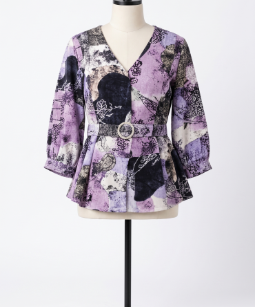 Printed V-neck Tunic Top